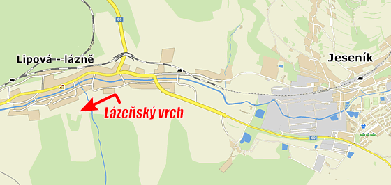 mapa Lipová - lázně, Jeseník